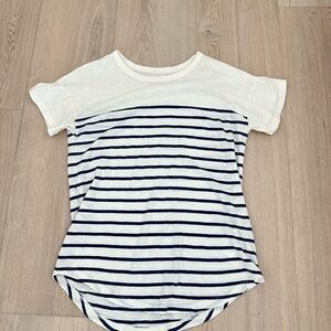Madewell White and Navy Striped Short Sleeve Tee